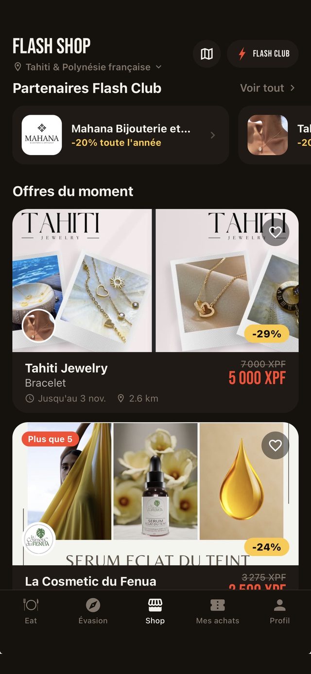 Écran Flash Shop : boutiques à proximité